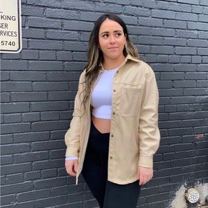 Beige Leather Shacket